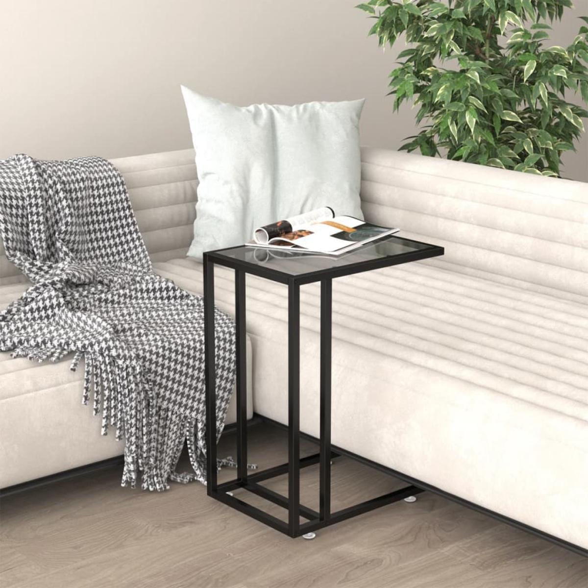 Mesa auxiliar de ordenador vidrio transparente negro 50x35x65cm