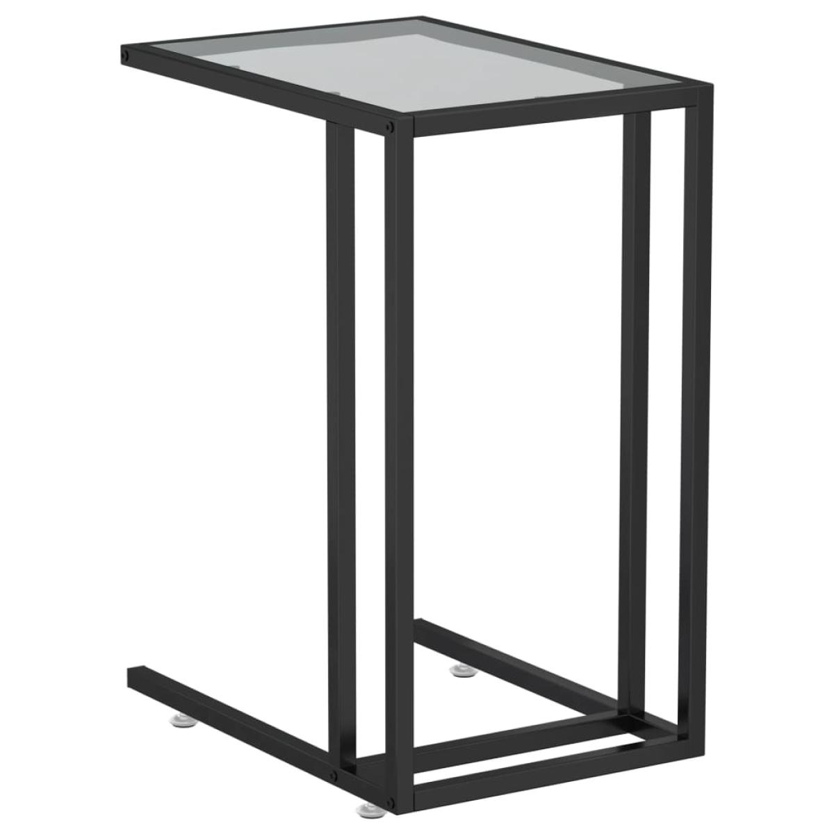 Mesa auxiliar de ordenador vidrio transparente negro 50x35x65cm