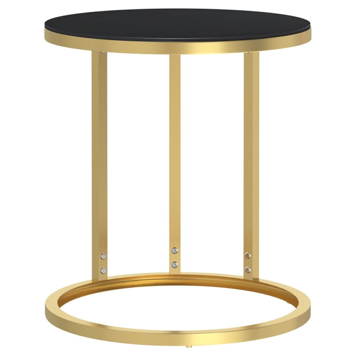 Mesa auxiliar vidrio templado negro y dorado 45 cm