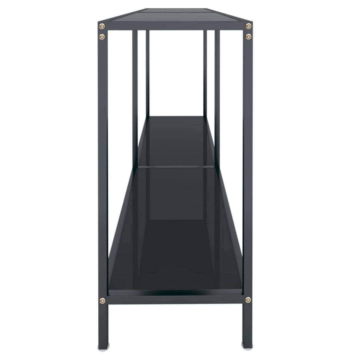 Mesa de consola vidrio templado negro 140x35x75,5 cm