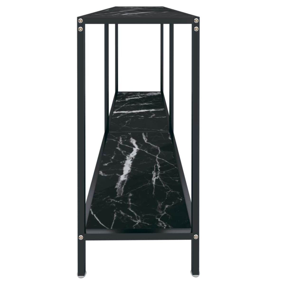 Mesa de consola vidrio templado negro 140x35x75,5 cm