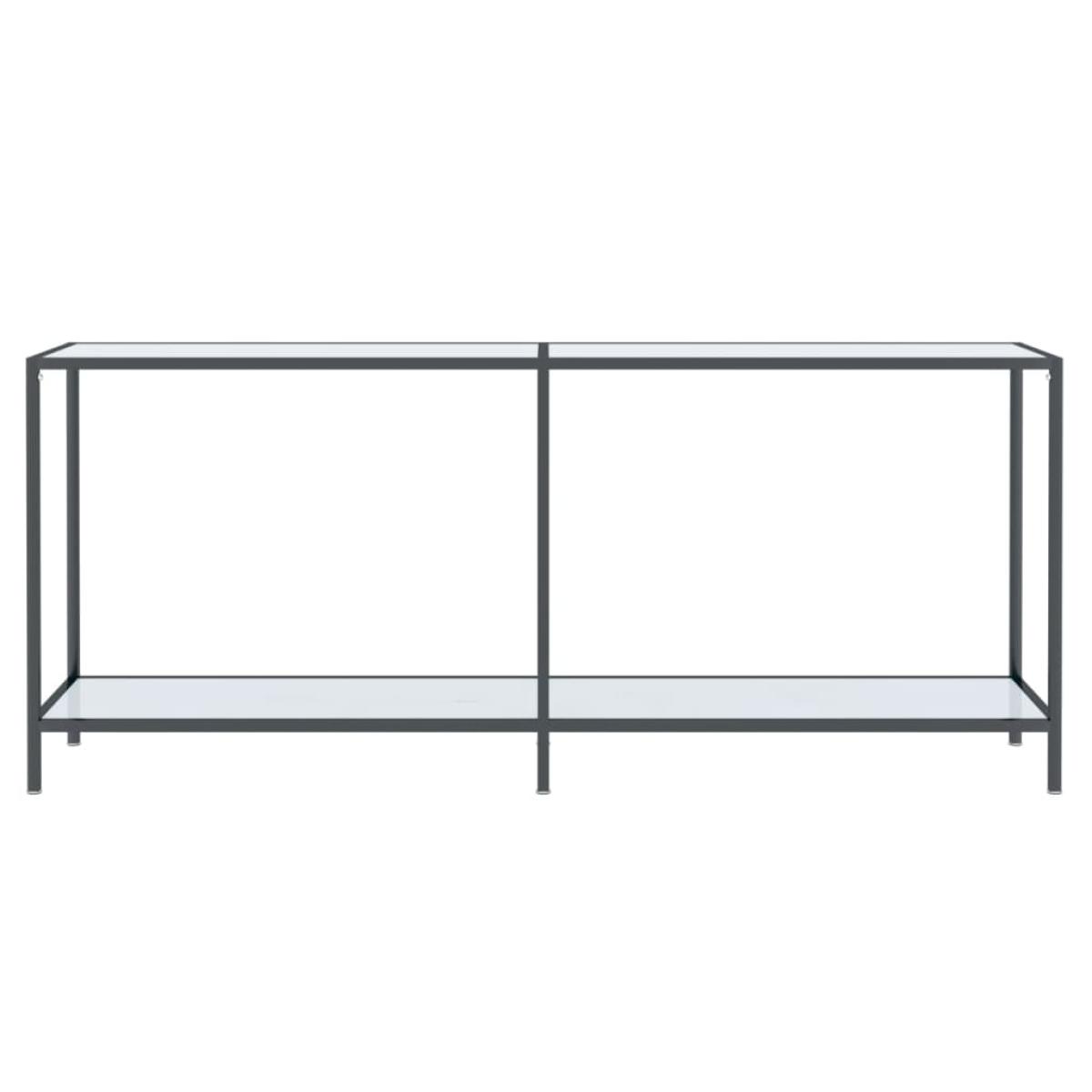 Mesa de consola vidrio templado blanco 180x35x75,5 cm