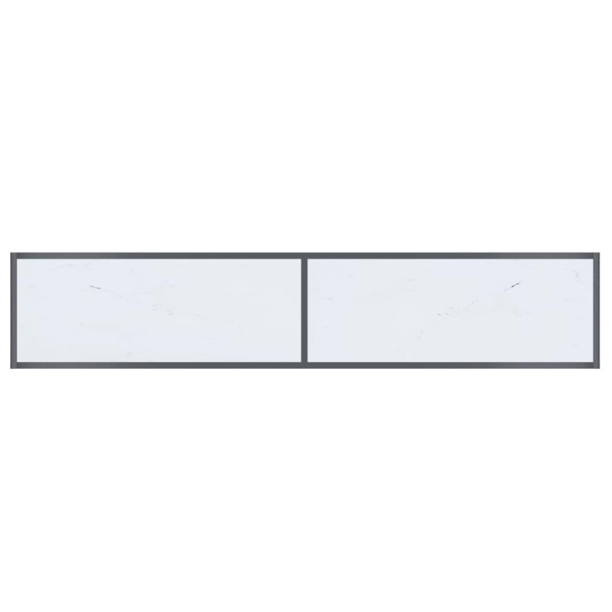 Mesa de consola vidrio templado blanco 180x35x75,5 cm