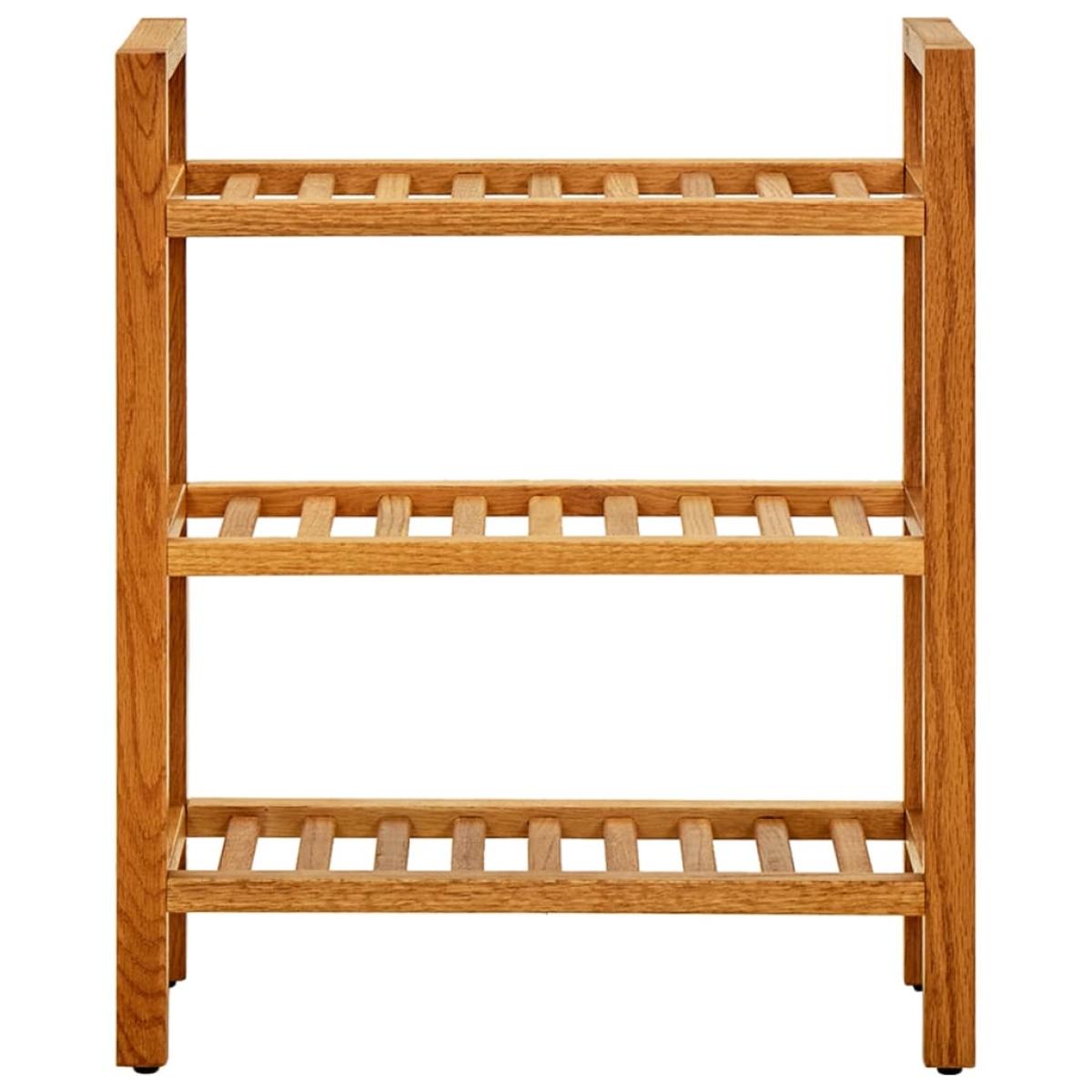 Zapatero con 3 estantes madera maciza de roble 50x27x60 cm