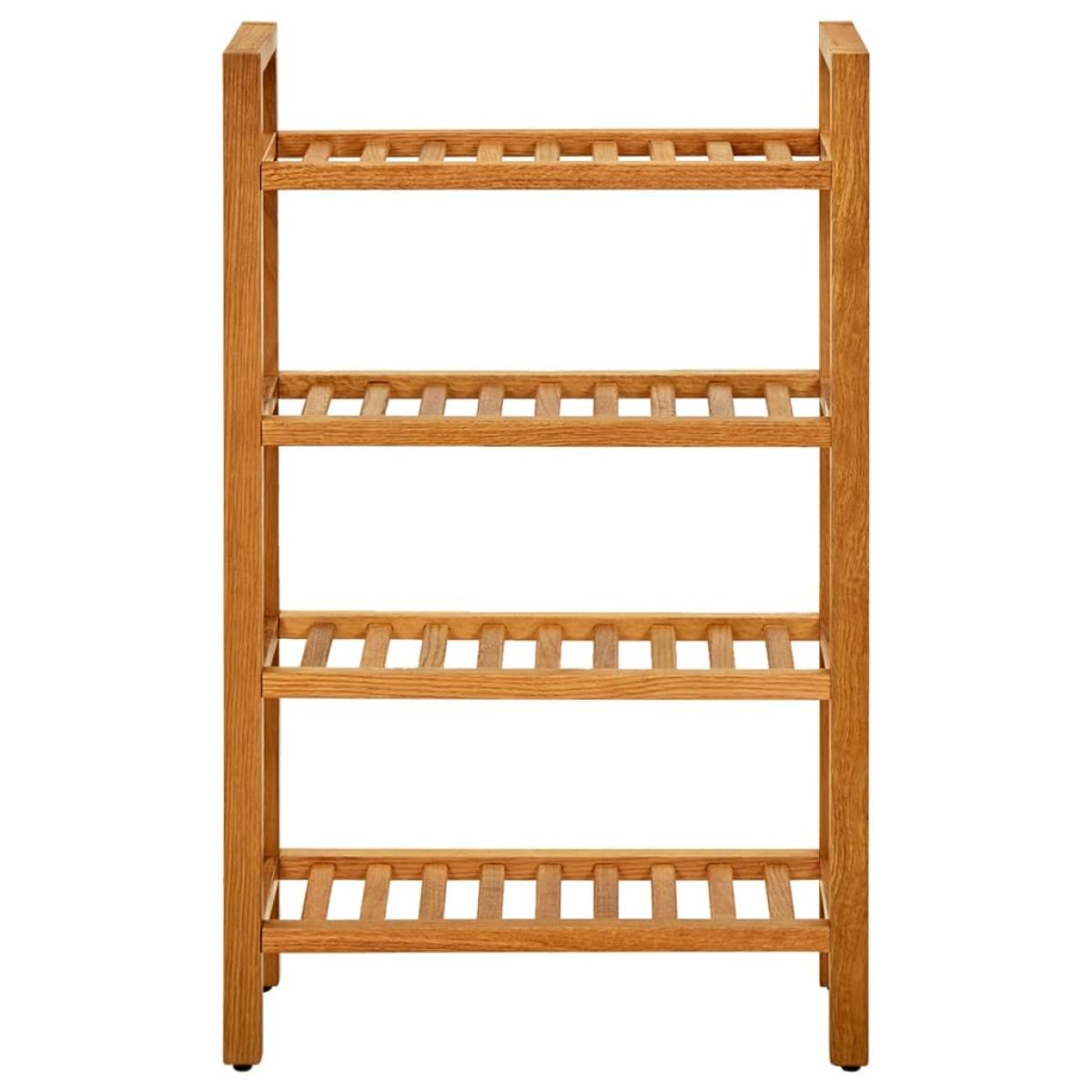 Zapatero con 4 estantes madera maciza de roble 50x27x80 cm