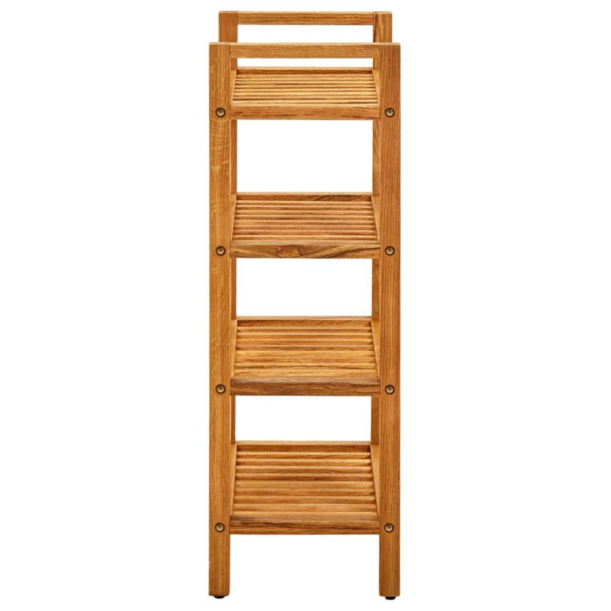 Zapatero con 4 estantes madera maciza de roble 50x27x80 cm