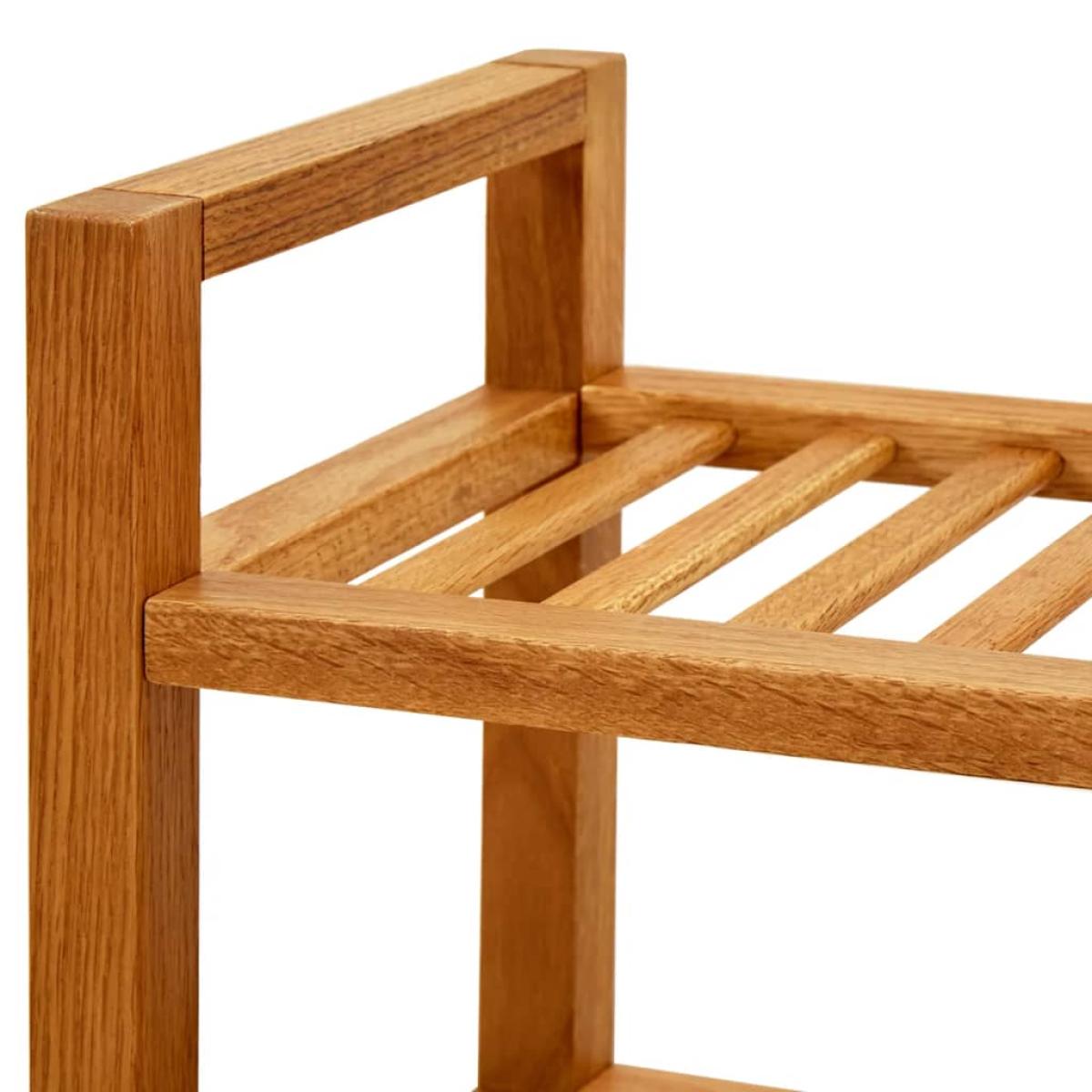 Zapatero con 4 estantes madera maciza de roble 50x27x80 cm