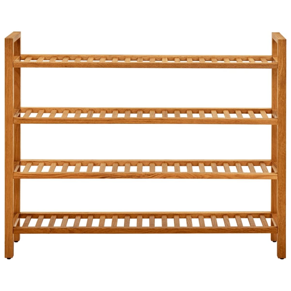 Zapatero con 4 estantes madera maciza de roble 100x27x80 cm