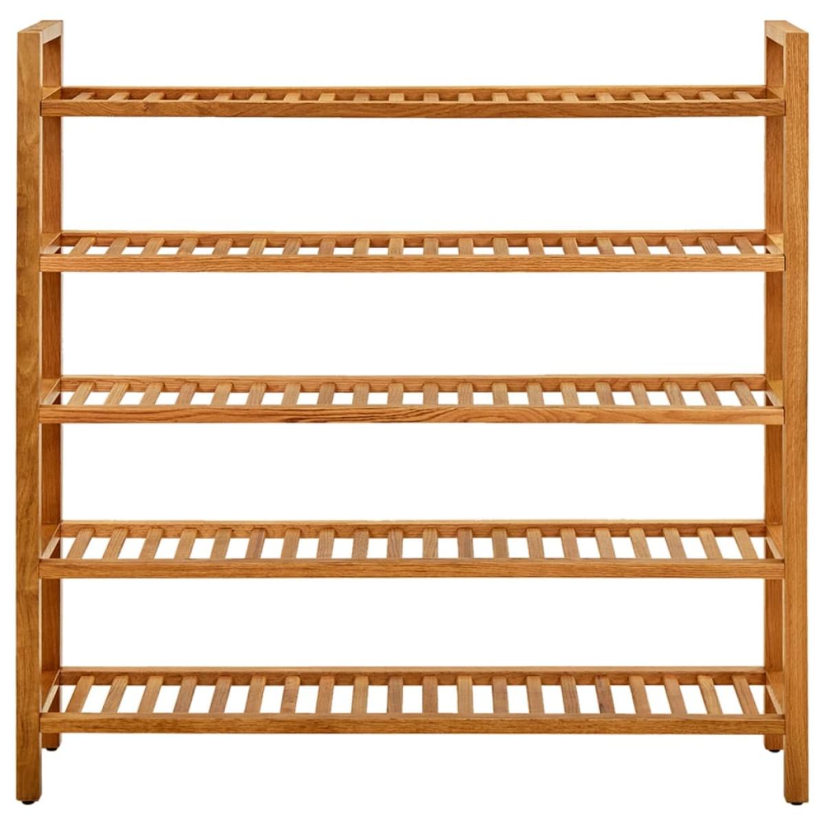 Zapatero con 5 estantes madera maciza de roble 100x27x100 cm