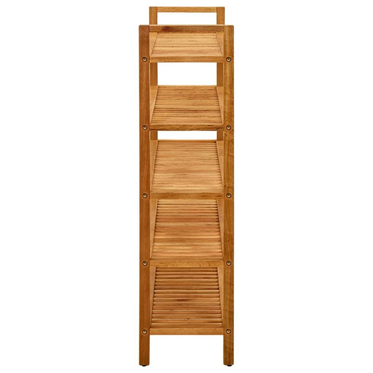 Zapatero con 5 estantes madera maciza de roble 100x27x100 cm