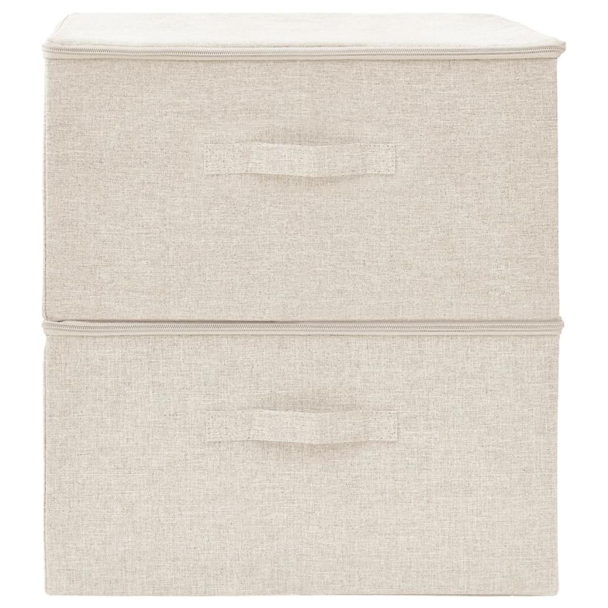 Cajas de almacenaje 2 uds tela crema 43x34x23 cm