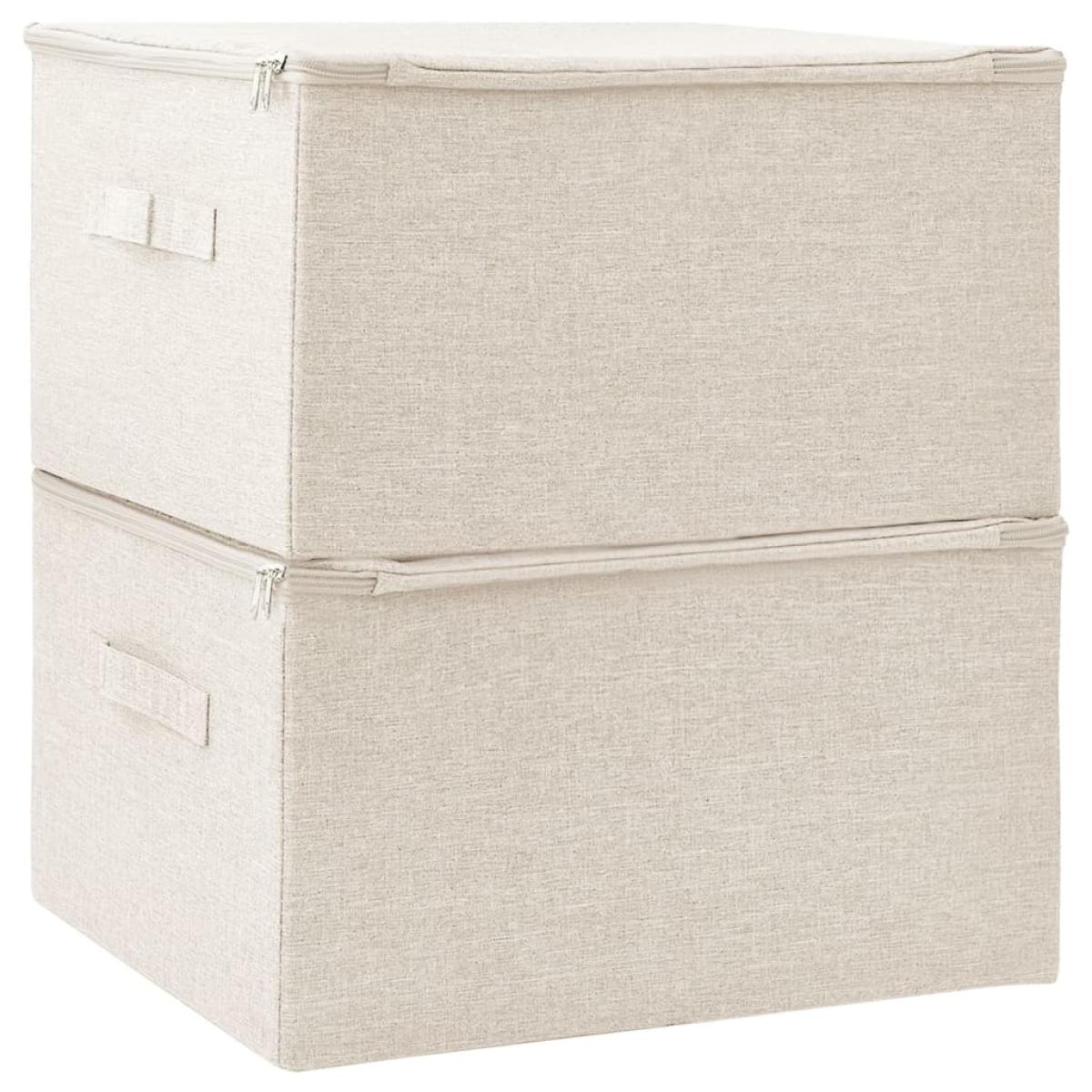 Cajas de almacenaje 2 uds tela crema 43x34x23 cm