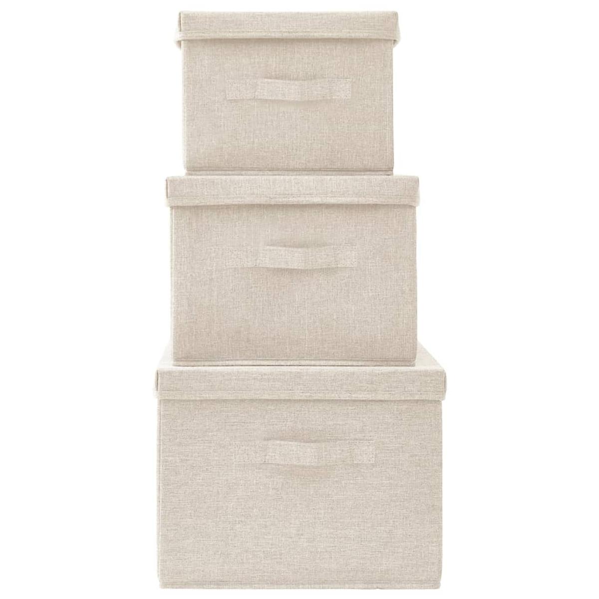 Cajas de almacenamiento apilables 3 piezas tela crema