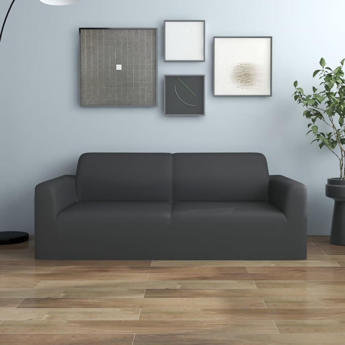 Funda elástica de sillón de 2 plazas poliéster jersey antracita