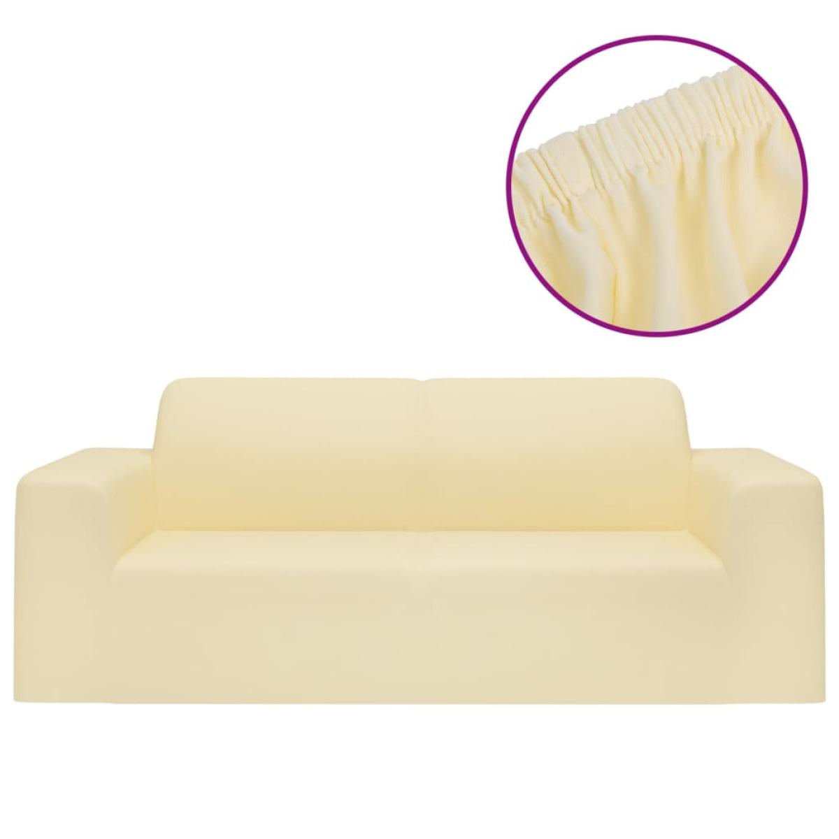 Funda elástica para sillón de 2 plazas poliéster jersey crema