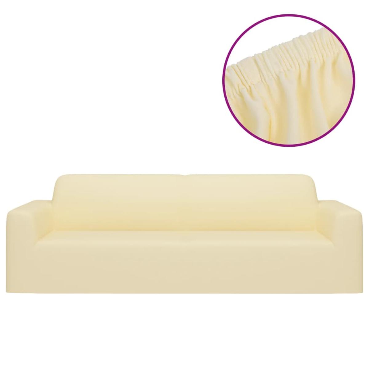 Funda elástica para sillón de 3 plazas poliéster jersey crema