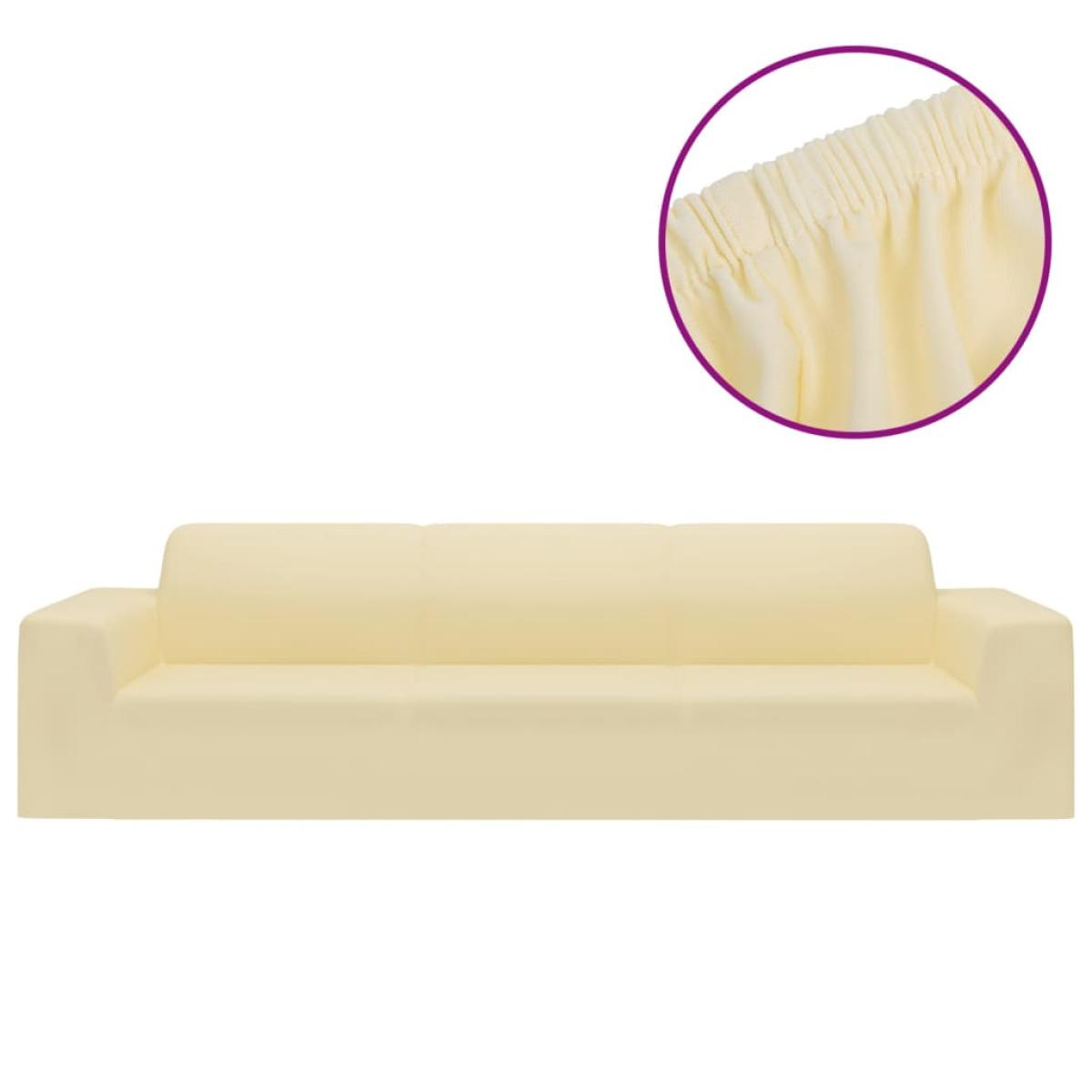 Funda elástica para sofá de 4 plazas poliéster jersey crema