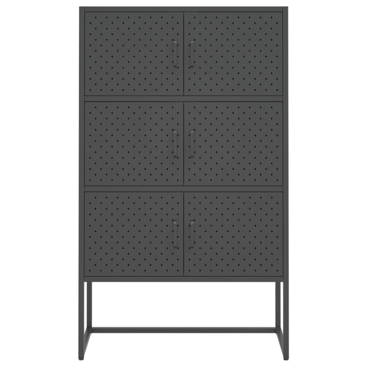 Aparador de acero antracita 80x35x135 cm