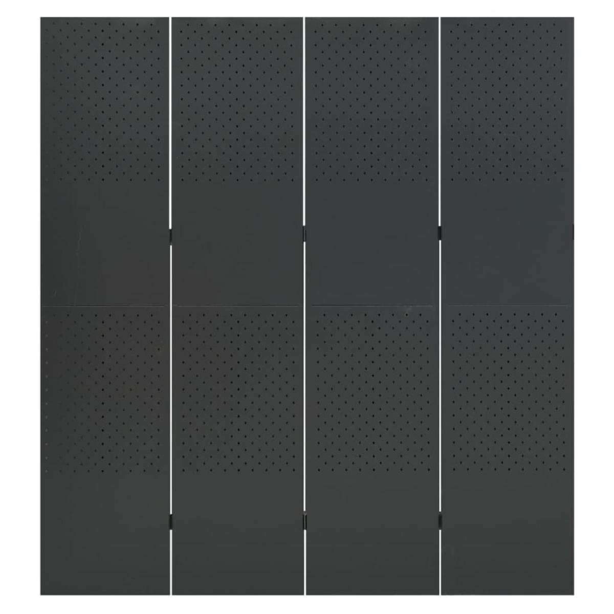 Biombo divisor de 4 paneles acero gris antracita 160x180 cm