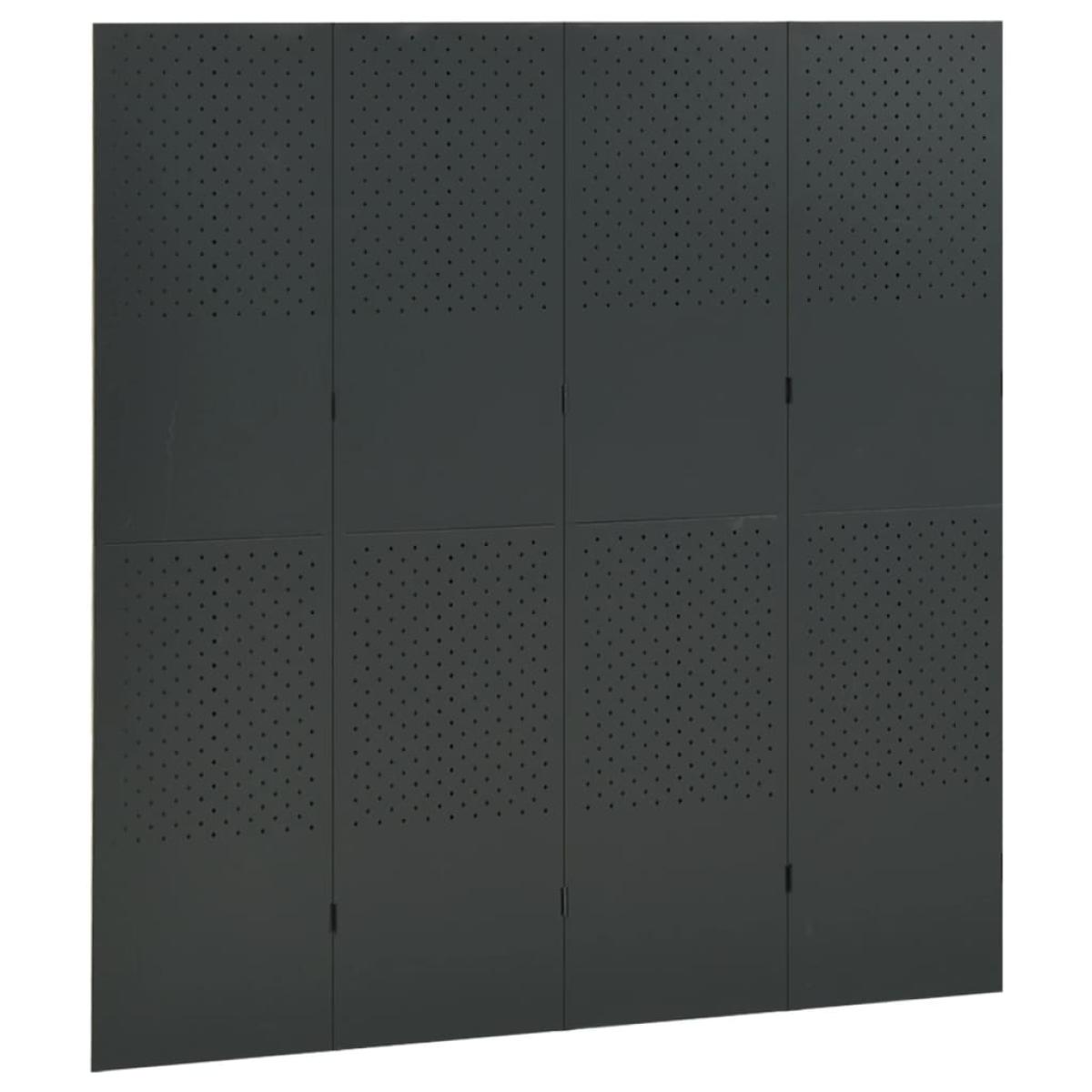 Biombo divisor de 4 paneles acero gris antracita 160x180 cm