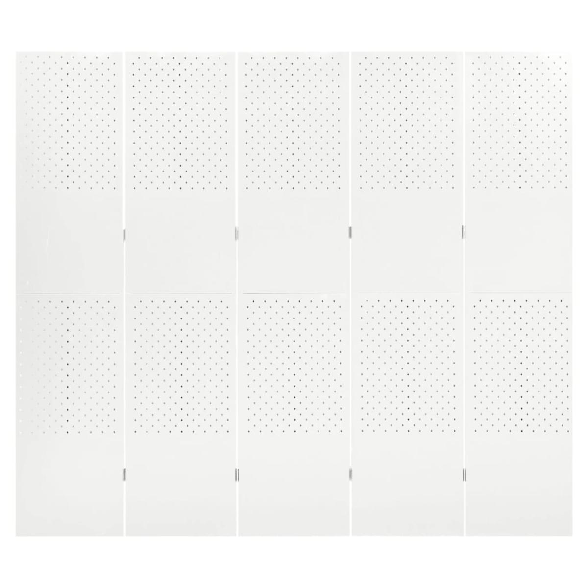 Biombo divisor de 5 paneles acero blanco 200x180 cm