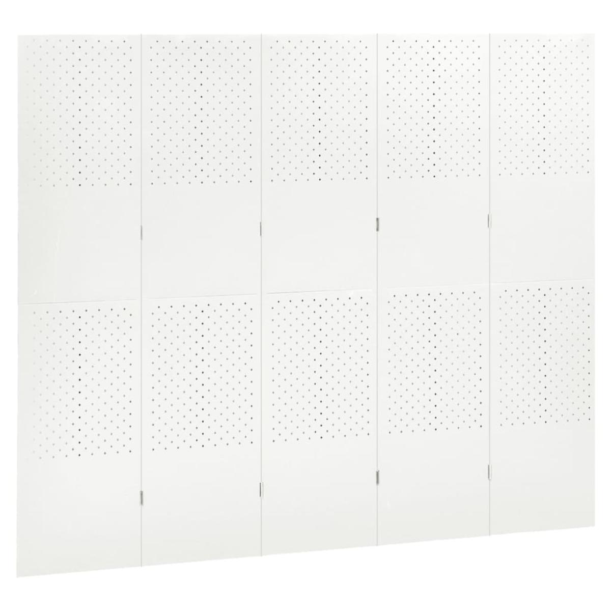 Biombo divisor de 5 paneles acero blanco 200x180 cm