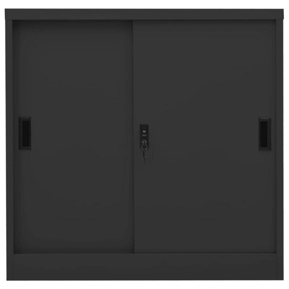 Armario de oficina puerta corredera acero antracita 90x40x90cm