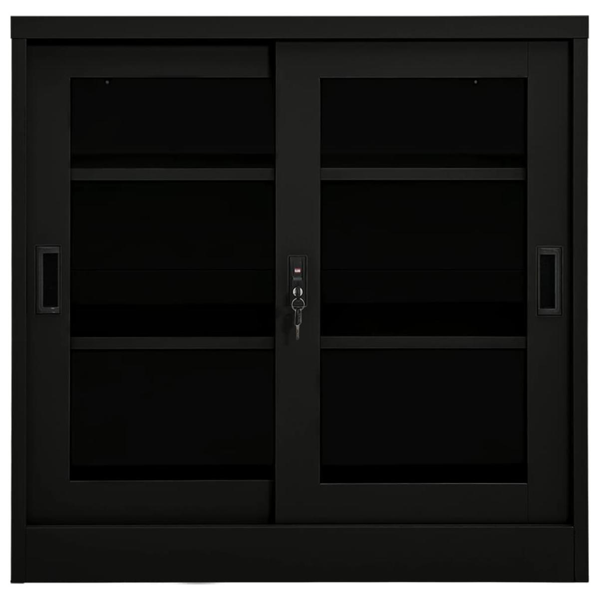 Armario con puerta corredera acero negro 90x40x90 cm