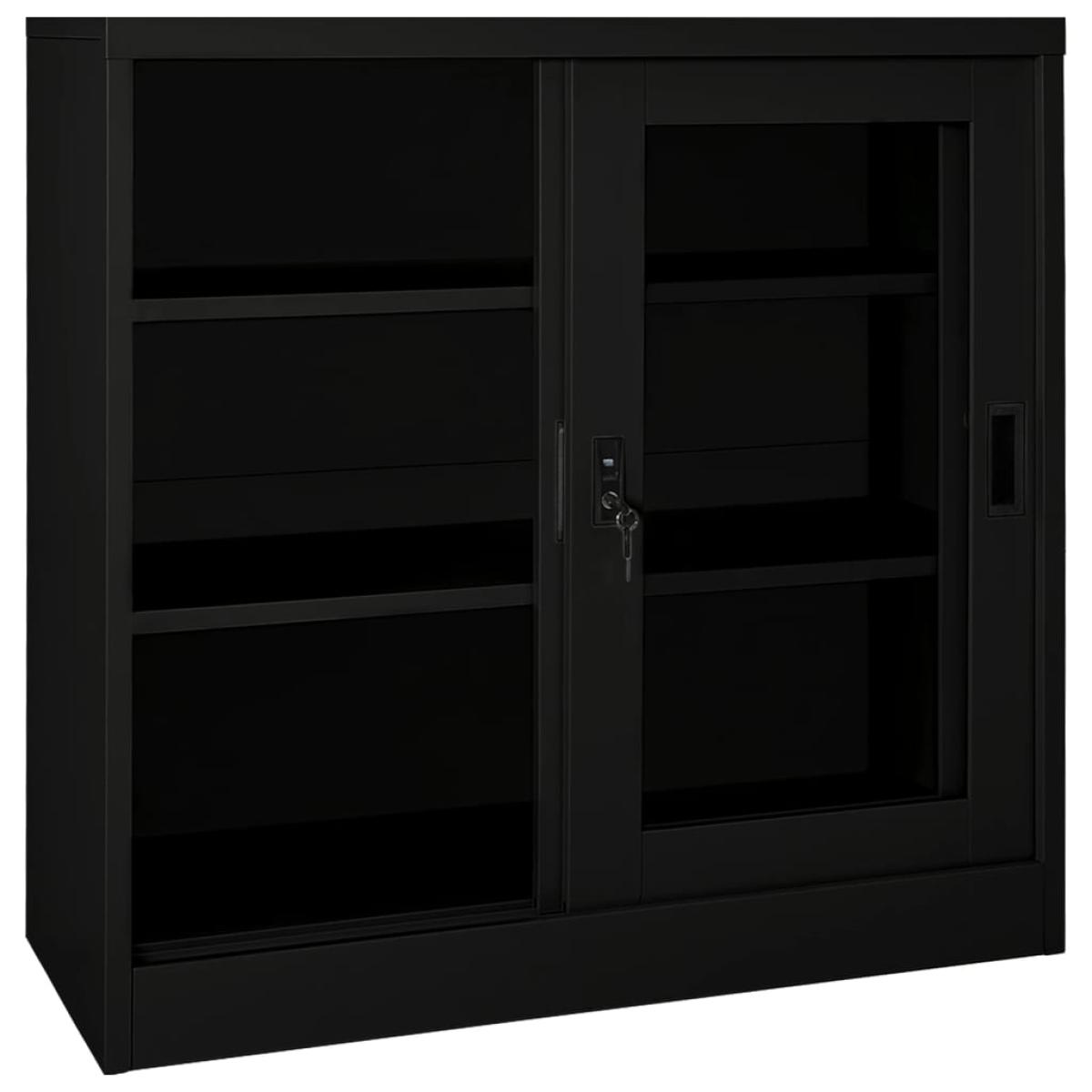 Armario con puerta corredera acero negro 90x40x90 cm