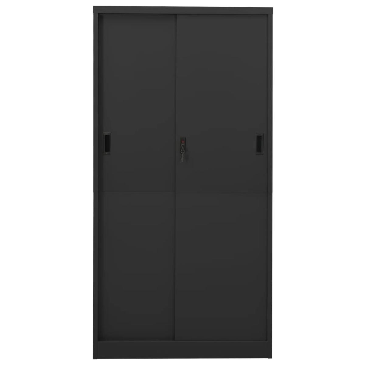 Armario de oficina puerta corredera acero antracita 90x40x180cm
