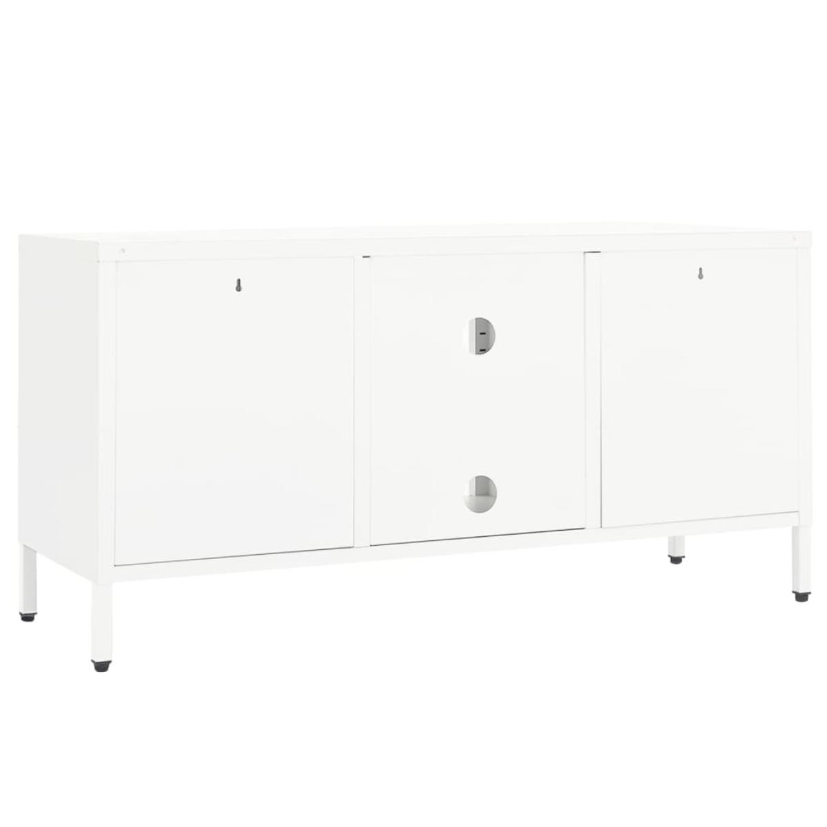 Mueble para el televisor acero y vidrio blanco 105x35x52 cm