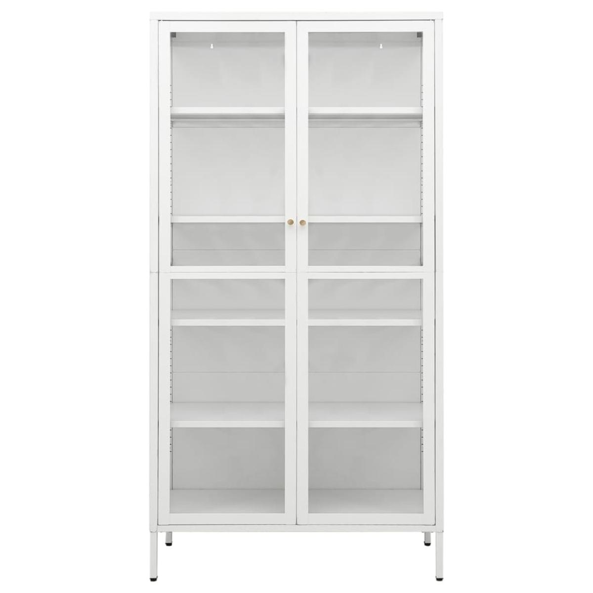 Vitrina de acero y vidrio templado blanca 90x40x180 cm