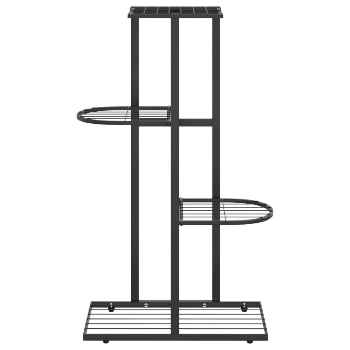 Soporte de flores de 4 estantes de metal negro 43x22x76 cm