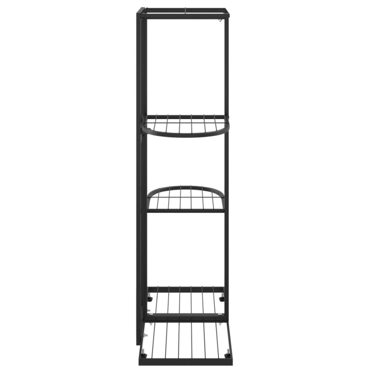 Soporte de flores de 4 estantes de metal negro 43x22x76 cm