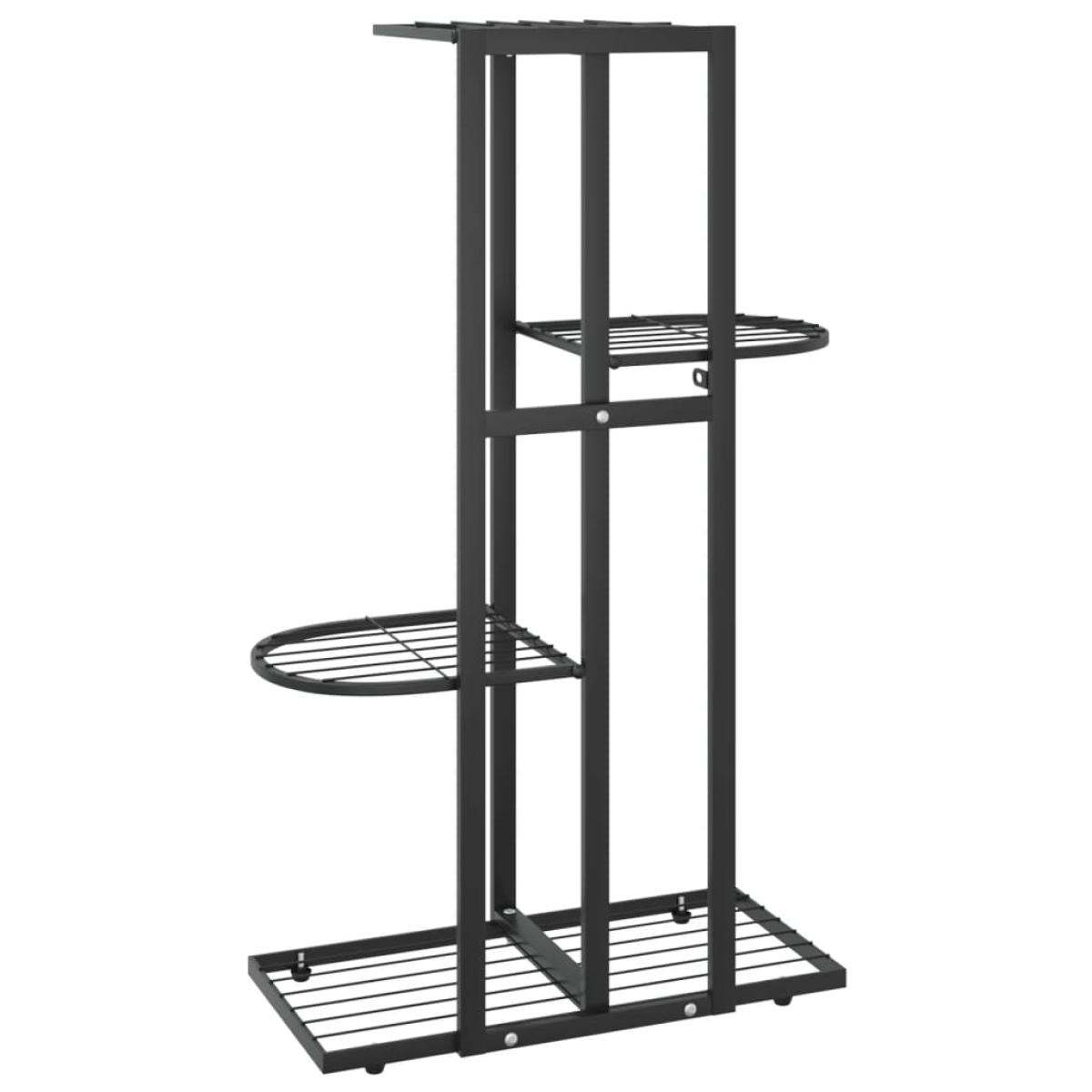 Soporte de flores de 4 estantes de metal negro 43x22x76 cm