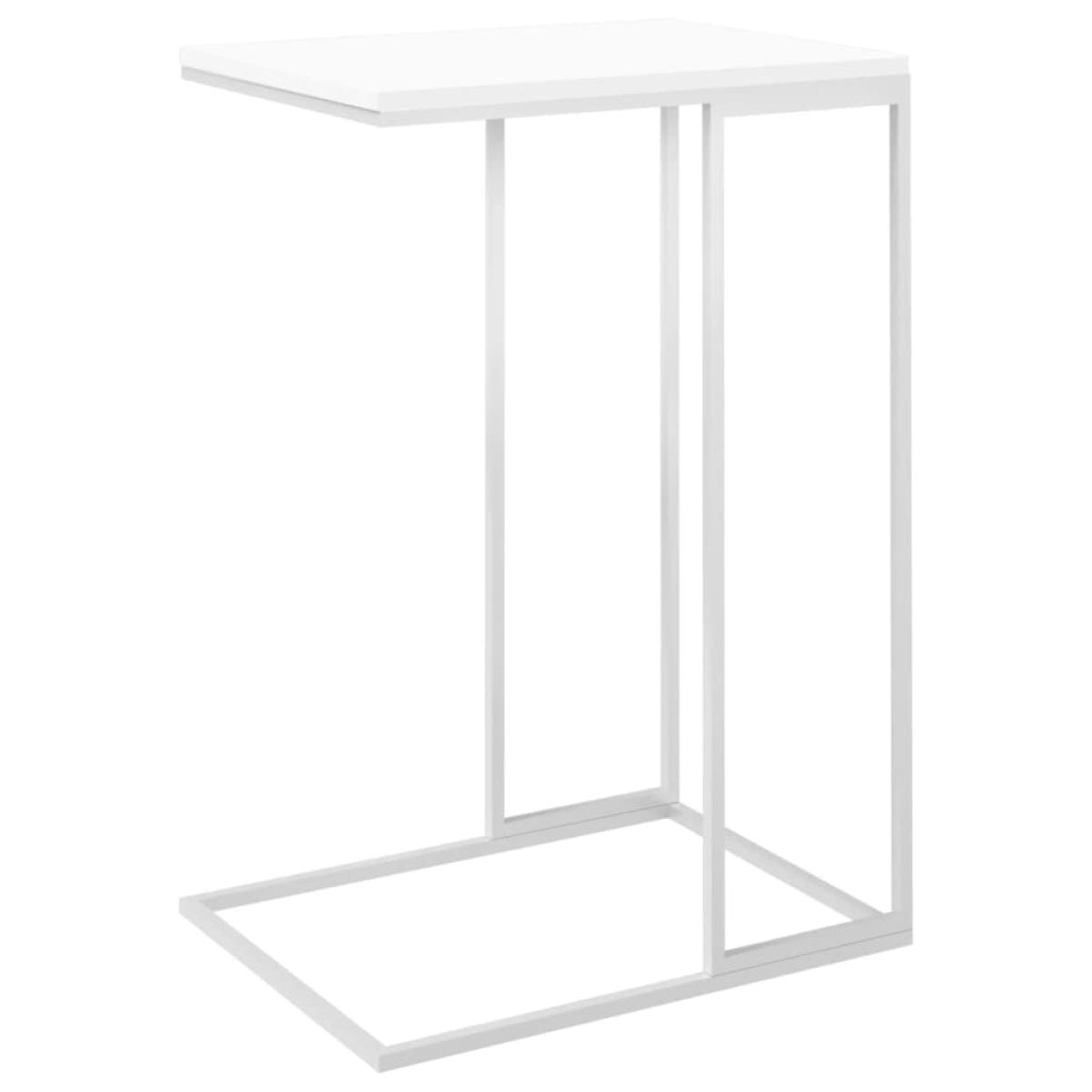 Mesa auxiliar de madera contrachapada blanco 40x30x59 cm