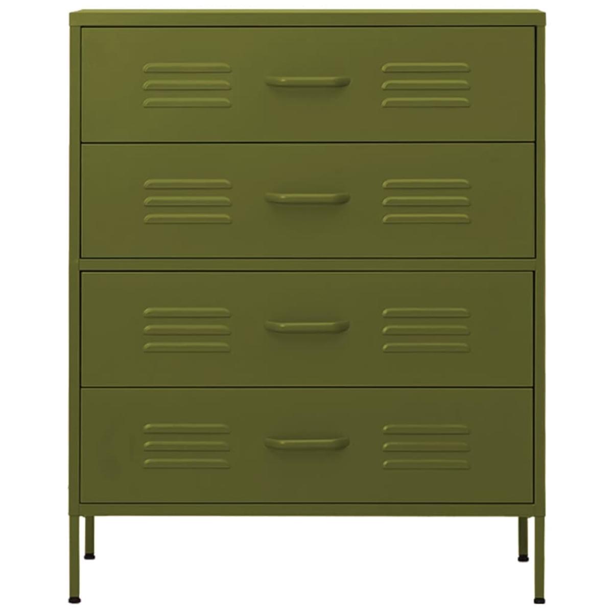 Armario de cajones de acero verde oliva 80x35x101,5 cm
