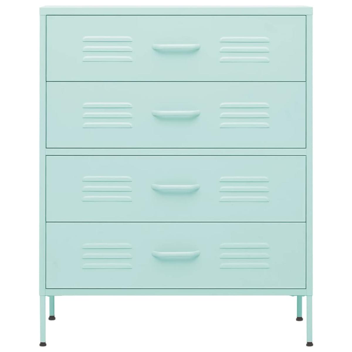 Armario de cajones de acero verde mint 80x35x101,5 cm