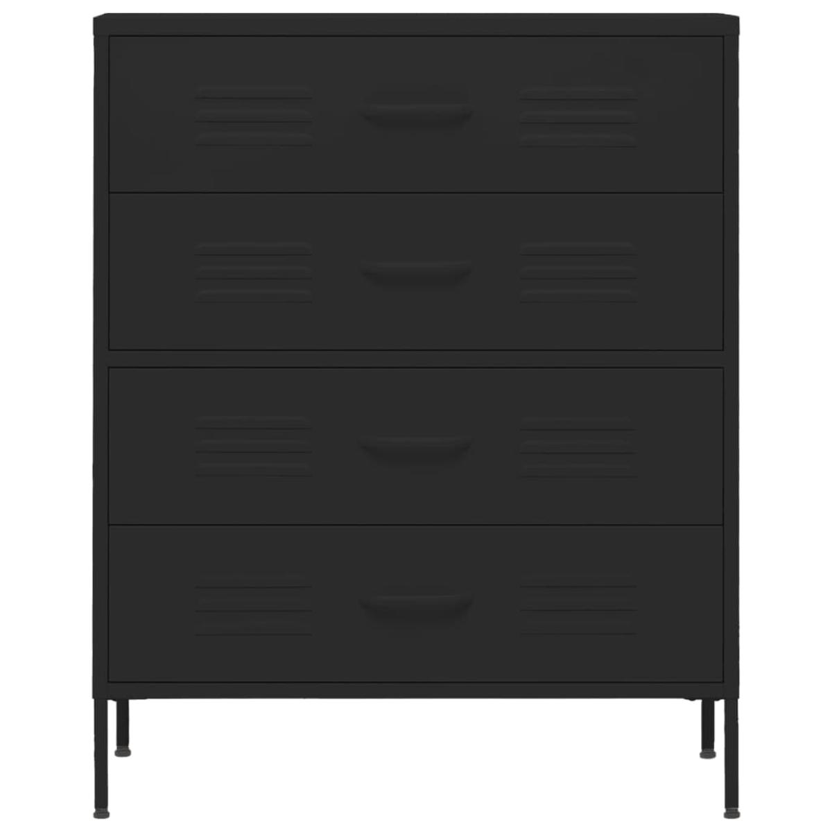 Armario de cajones de acero negro 80x35x101,5 cm