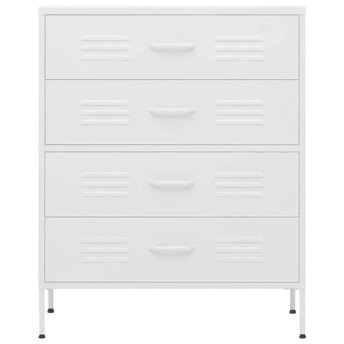 Armario de cajones de acero blanco 80x35x101,5 cm