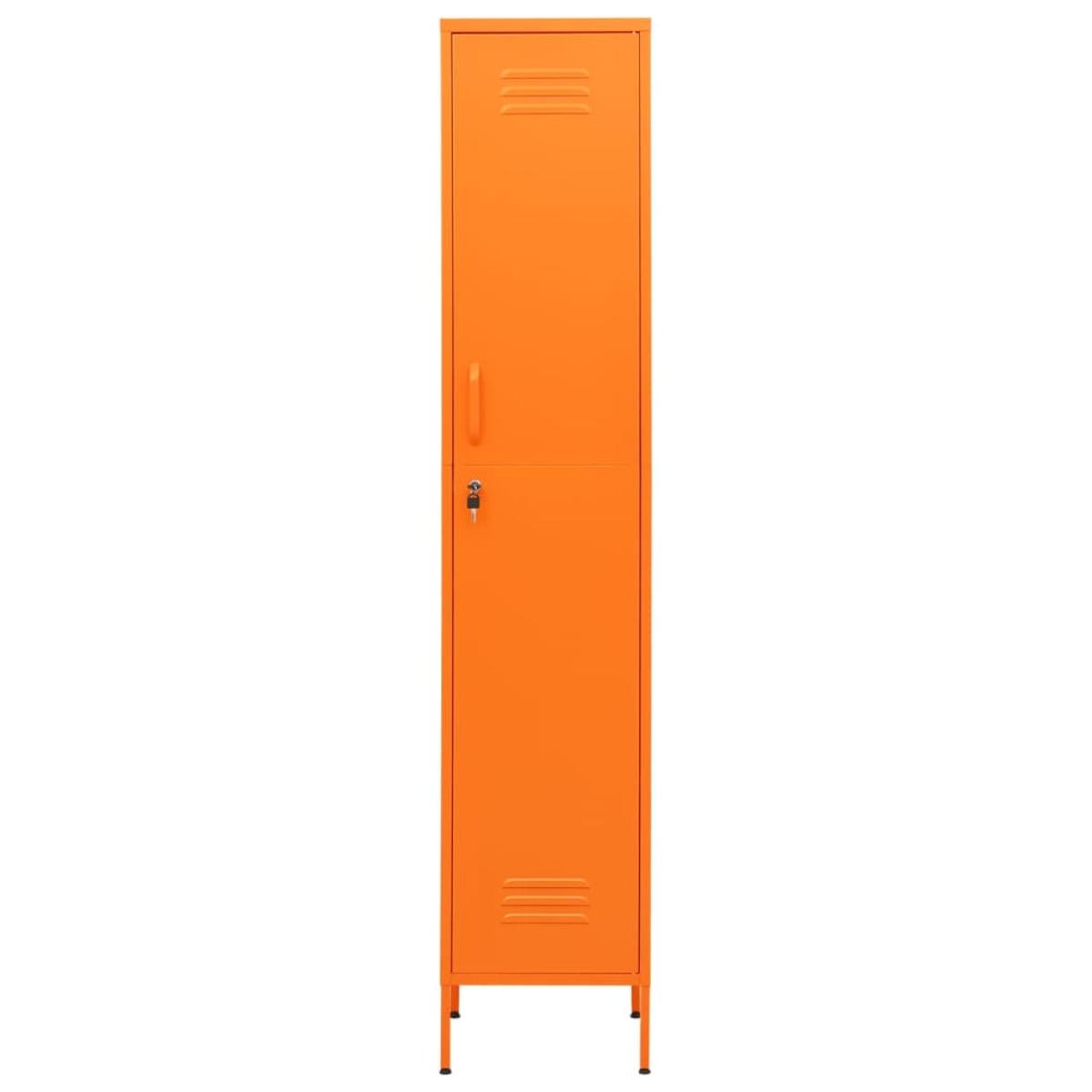 Armario de taquilla de acero naranja 35x46x180 cm