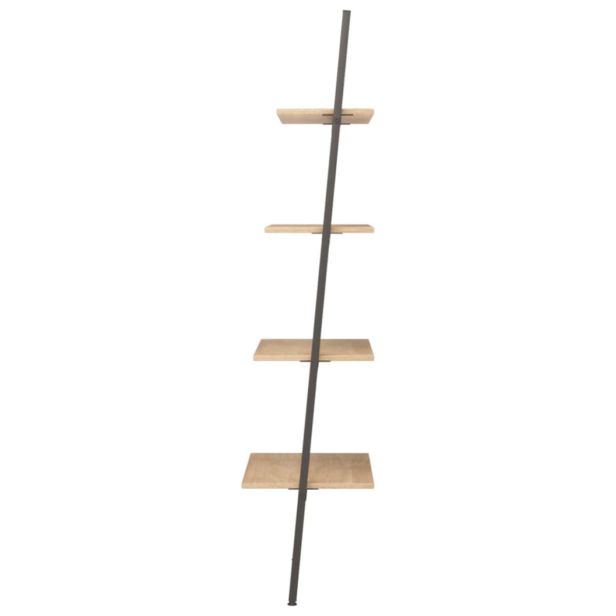Estantería inclinada 4 niveles marrón claro negro 64x34x150,5cm