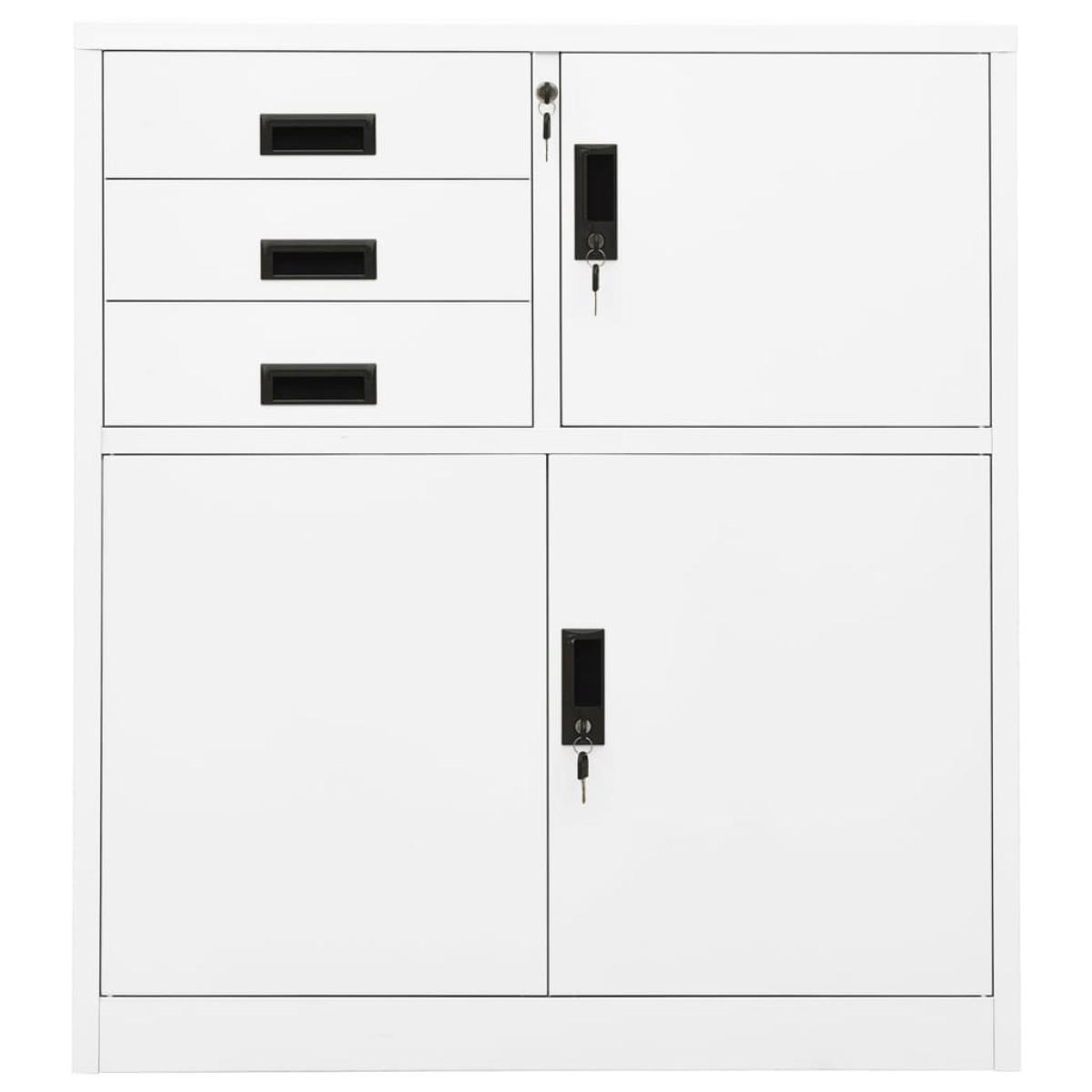 Armario de oficina de acero blanco 90x40x102 cm
