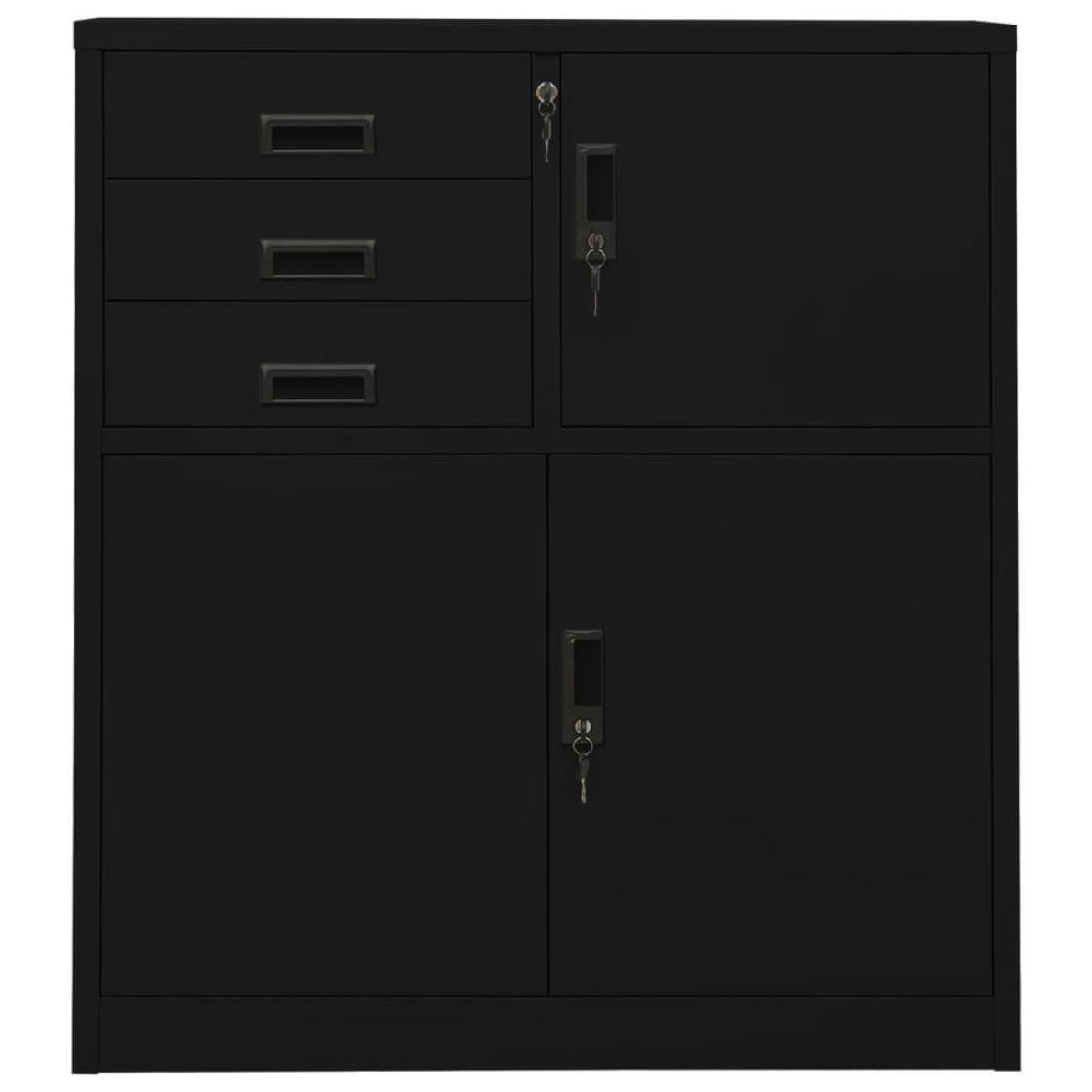 Armario de oficina de acero negro 90x40x102 cm