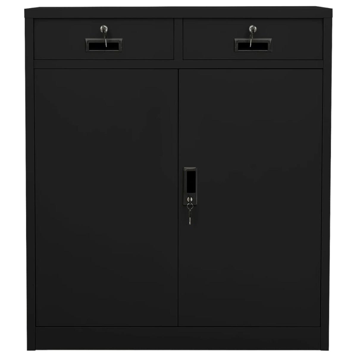 Armario de oficina de acero negro 90x40x102 cm
