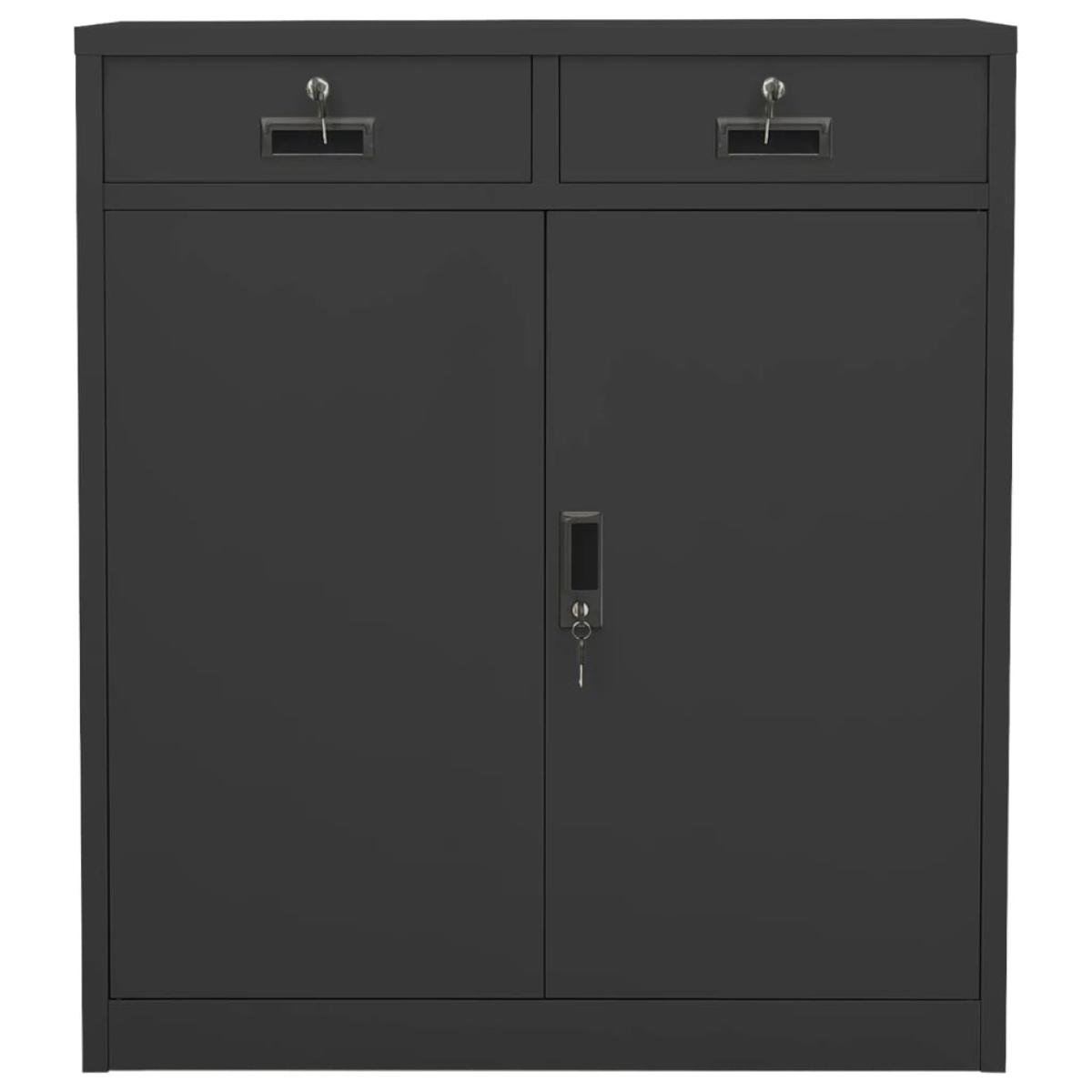 Armario de oficina de acero gris antracita 90x40x102 cm