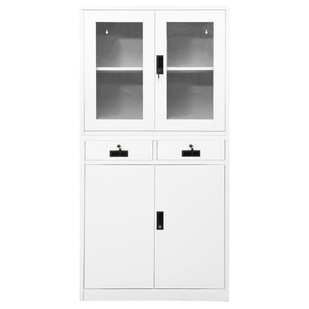 Armario oficina acero vidrio templado blanco 90x40x180 cm