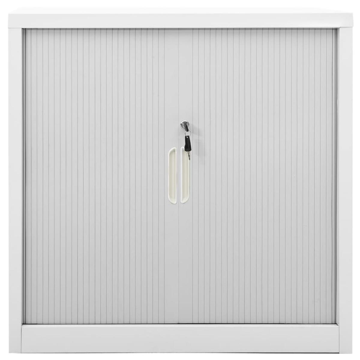 Armario con puerta corredera gris acero 90x40x90 cm