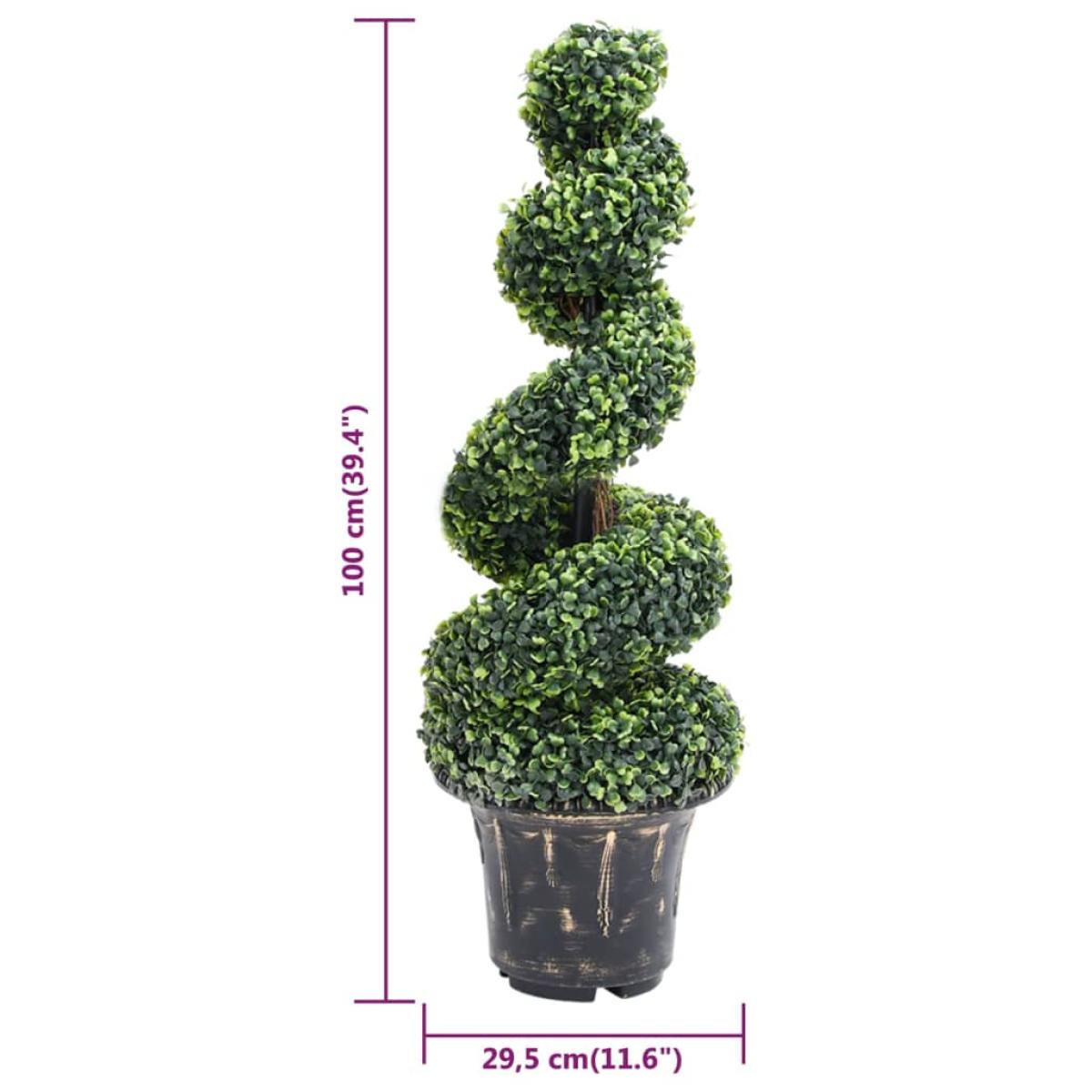 Planta espiral de Boj artificial con macetero verde 100 cm