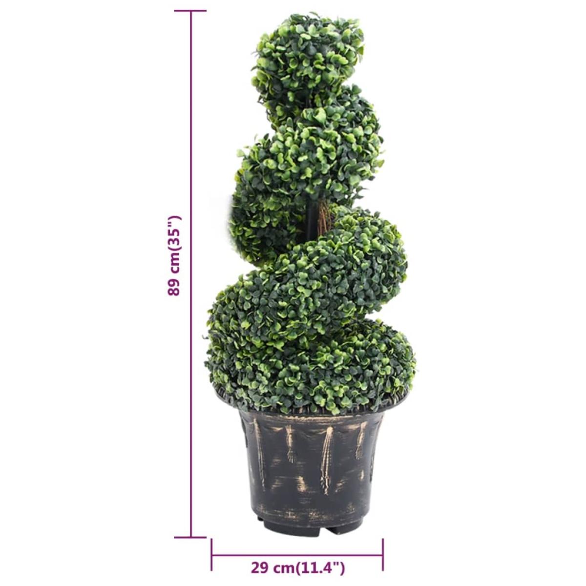 Planta espiral de Boj artificial con macetero verde 89 cm